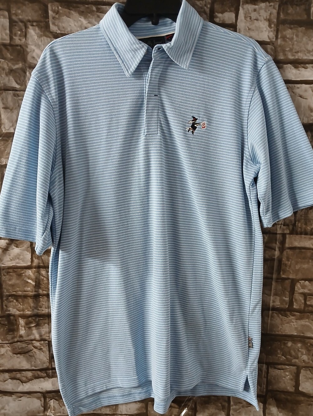 Bobby Jones X- H2O Light Blue & White Striped Polo Shirt Size Large